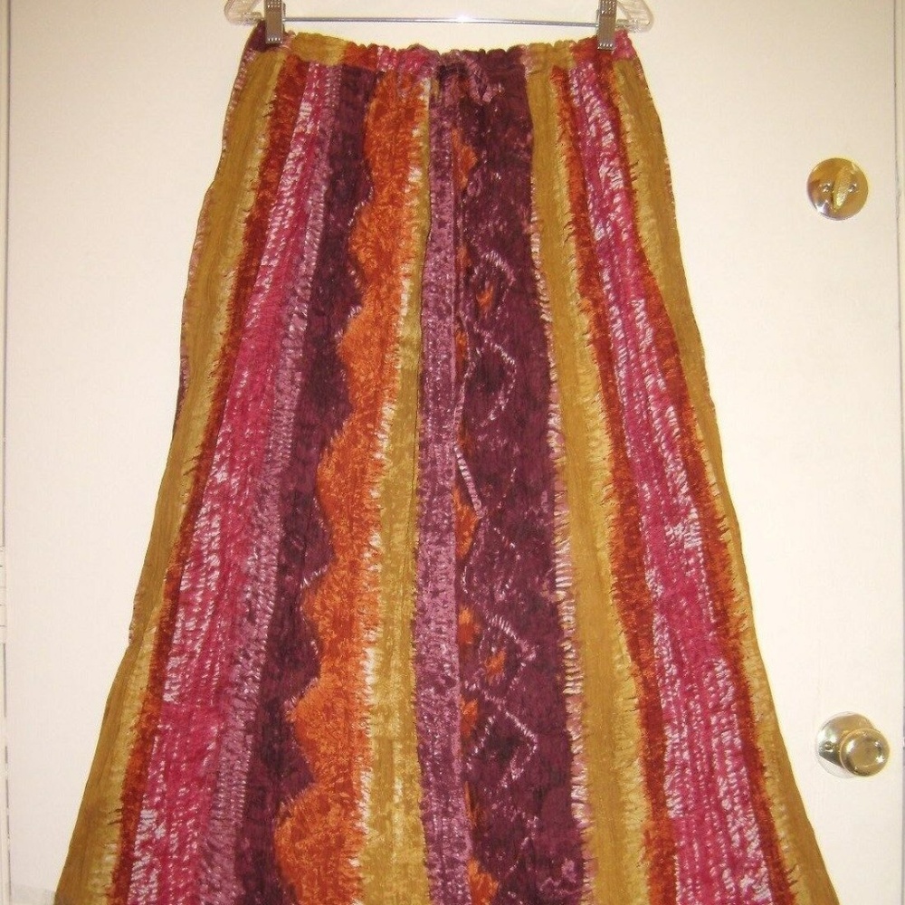 Vintage Broomstick Crinkle Drawstring Waist Skirt